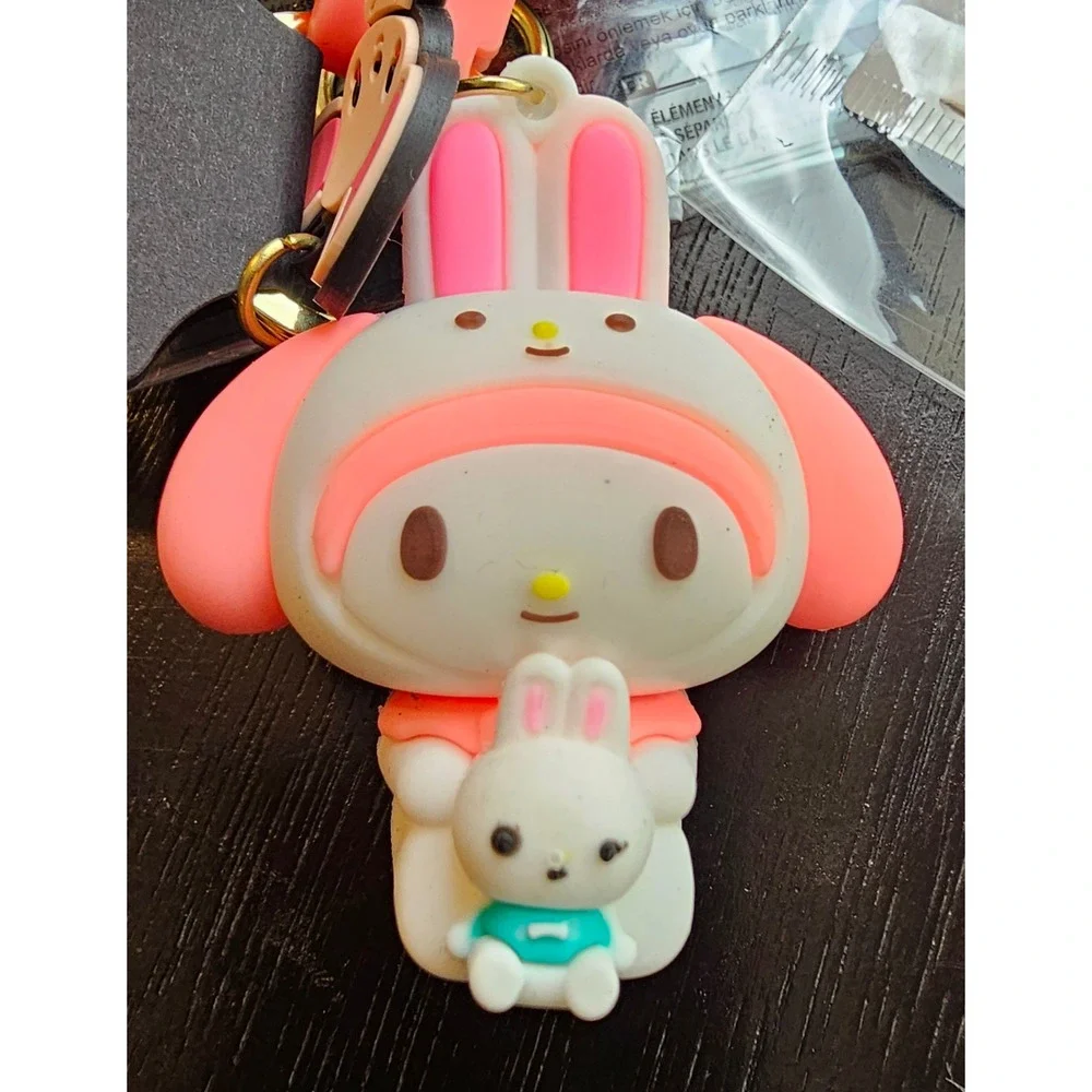 MY MELODY‎ SANRIO Keychain Wristlet Bunny Charm Pink Silicone